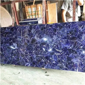 Backlit Blue Vein Quartz Stone Blue Sodalite Precious Jasper Stone