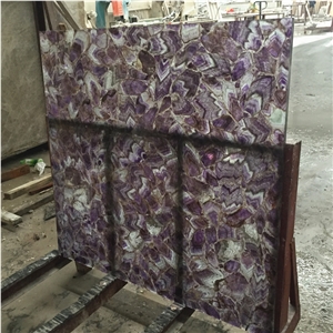 Backlit Lilac Amethyst Quartz Stone Purple Semiprecious Stone Tile