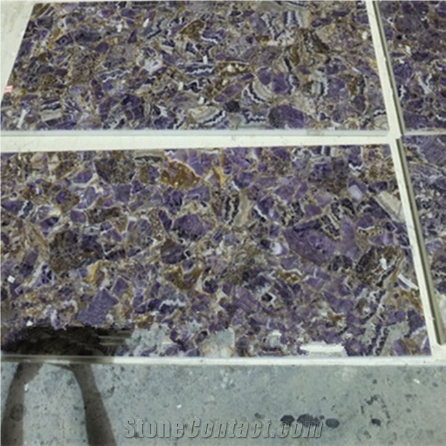 Backlit Purple Amethyst Semiprecious Stone Wall Lilac Semi Precious Stone Panel