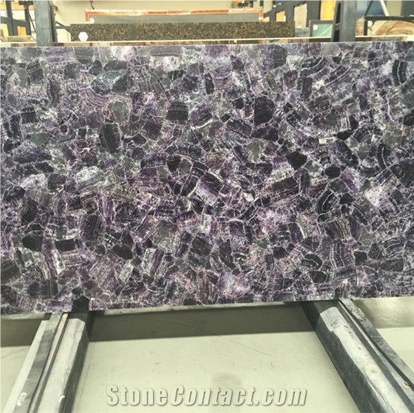 Backlit Purple Amethyst Semiprecious Stone Wall Lilac Semi Precious Stone Panel