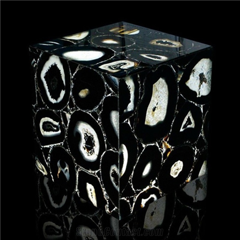 Indoor Decoration Stone Backlit Black Agate Black Gemstone