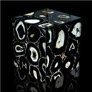 Indoor Decoration Stone Backlit Black Agate Black Gemstone