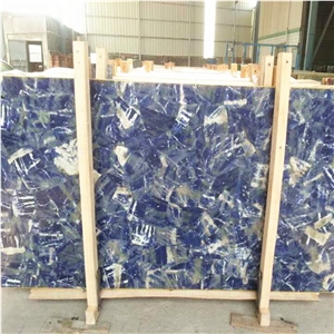 Luxury Blue Color Blue Quartz Stone Blue Sodalite Stone Slab