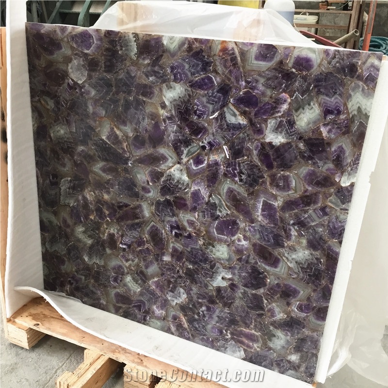 Luxury Stone Purple Semiprecious Stone Amethyst Quartz Stone Tile