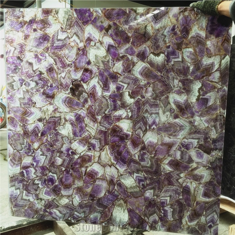 Purple Lilac Amethyst Quartz Stone Gemstone Wall Panel Tile