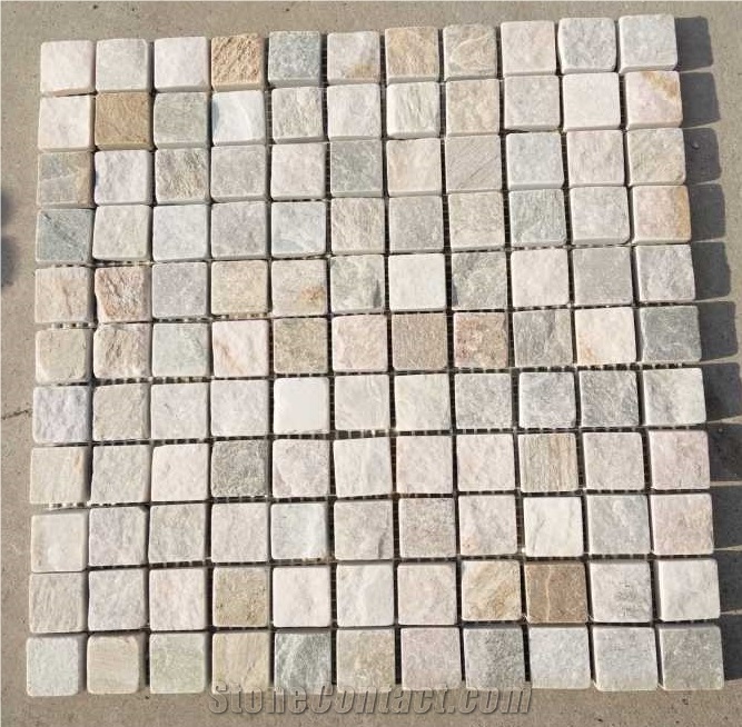 Beige Slate Brick Mosaic, Wall and Flooring Mosaic Tile, Brick Mosaic Pattern