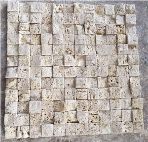 Beige Travertine Tile, Brick Tile Mosaic , Split Face Mosaic, Tight Joint Mosaic Tile