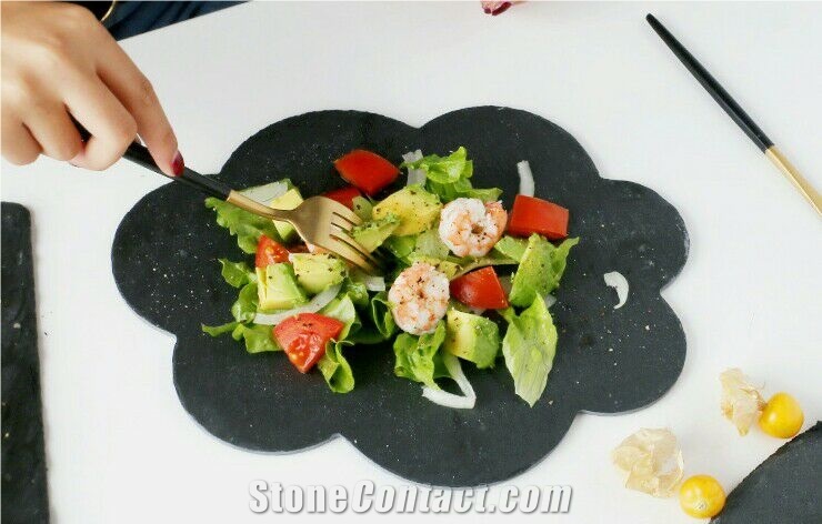 Black Slate Disk, Black Slate Plates, Black Slate Food Plates, Black Slate Cup Plates, Black Plates, Kitchen and Cook