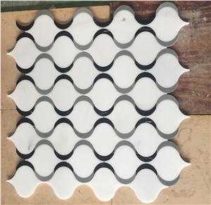 China White Marble Mosaic, Waterjet Mosaic Tile. Flooring and Wall Tile, Mosaic Pattern