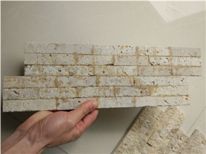 Coffee Travertine Ledge Stone/Stone Wall Cladding/Stone Wall Decor/Feature Wall/Thin Stone Veneer/Split Face Culture Stone/Manufactured Stone Veneer