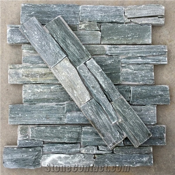 Green Slate Cement Culture Stone, Cement Wallstone, Wall Cladding, Stacked Stone Veneer