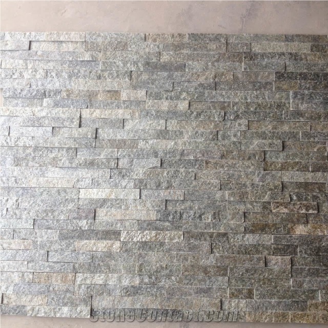 Quartize Ledgestone Wall Tile Cladding Grey Quartzite Culture Stone Tile , Slate, Corner and Brick Stacked Stone