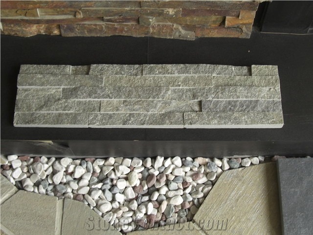 Quartize Ledgestone Wall Tile Cladding Grey Quartzite Culture Stone Tile , Slate, Corner and Brick Stacked Stone