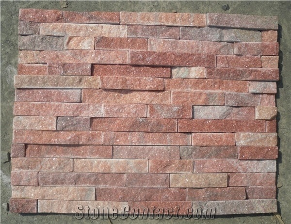 Red Quartzite Cultured Stone ,Wall Cladding /Ledge Stone / Veneer Stone / Thin Stone Veneer / Quartzite Cultured Stone