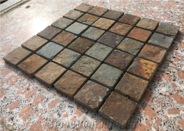 Rusty Slate Mosaic, Rusty Slate Brick Mosaic Tile, Wall and Flooring Covering Mosaic Tile,