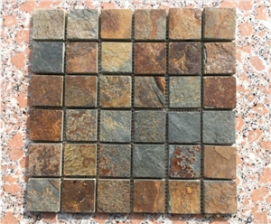 Rusty Slate Mosaic, Rusty Slate Brick Mosaic Tile, Wall and Flooring Covering Mosaic Tile,