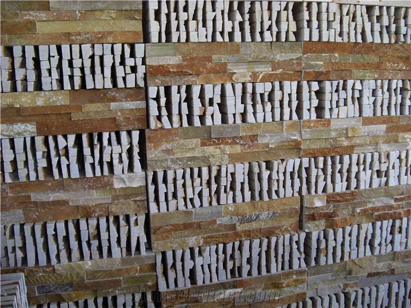 Rusty Slate Stacked Stone, China Rust Slate Cultured Stone,Multicolor Culture Ledge Stone , Slate Wall Decoration Panel , Rusty Corner and Flat Stone Veneer S Shapes , Z Shapes