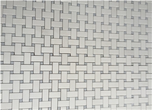 Thassos White Marble , Greece Thassos White Basketweave Mosaic Tile, Wall and Flooring Covering