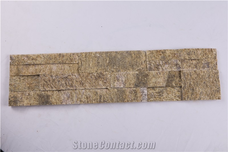 Tiger Skin Yellow Quartzite Culture Stone, Stacked Stone Panel, Split Face Ledgestone