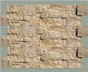 Yellow Cultured Stone, Quartzite Yellow Quartzite Cultured Stone, S / Z Shapes and Thin Brick Stacked Stone