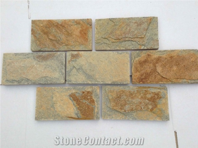 Yellow Slate Tile , Yewllow Slate Culture Stone, Wall Cladding and Stacked Stone Veneer and Split Face Ledgestone Panel