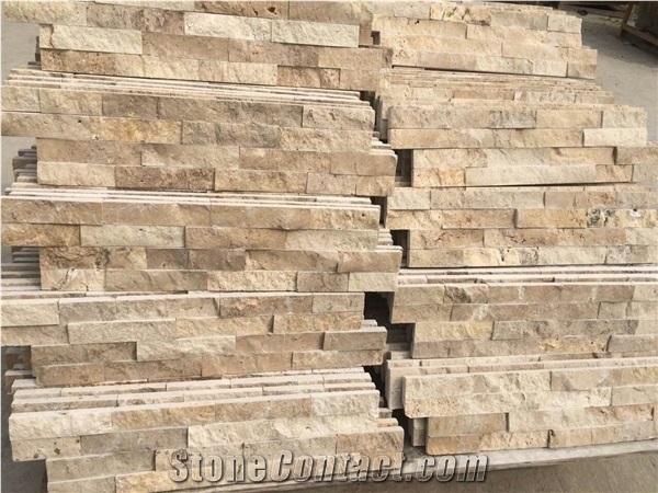 Yellow Travertine Natural Culture Stone, Wall Cladding, Stone Panel, Wallstone , Ledge Stone Panel, Culture Stone,Stone Veneer, Wall Cladding, Stone Wall Decor, Exposed Wall Stone