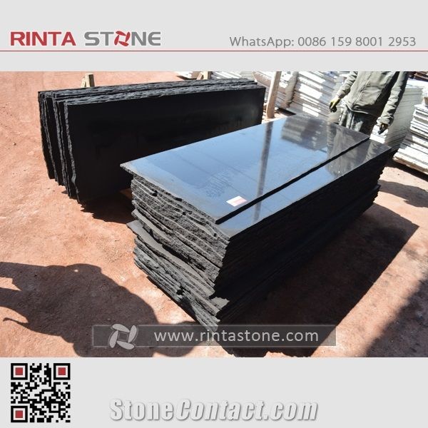 Taiwan Black Granite Slab Tile Thin Tiles Dyed Black China Black Stone ...