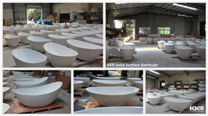 Bathroom Furniture Matt Finish White Solid Surface Bathtubs,Commercial Bathtub for Hotels, Resin Stone Bathtubs