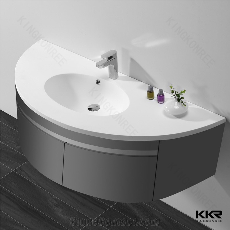 Kkr Artificial Stone Solid Surface White Bathroom Vanity Pedestal