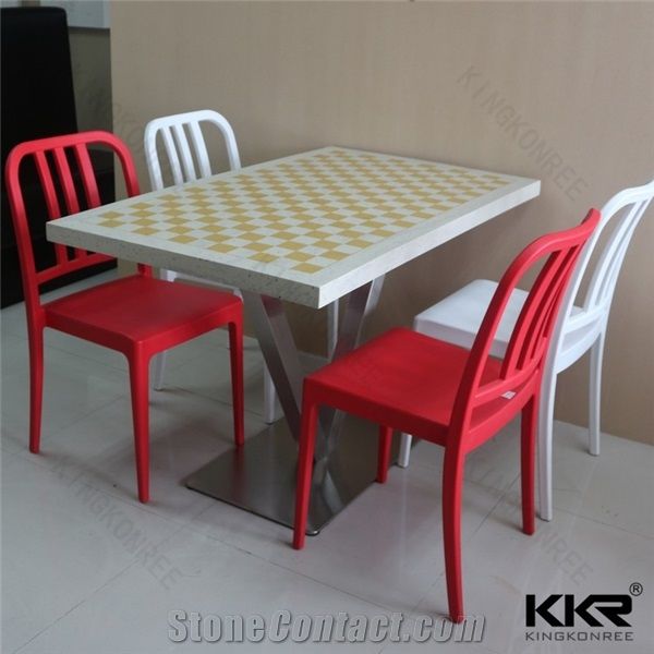 Newest Design Modern Furniture Acrylic Solid Surface Polished Restaurant Shop Kfc Mcdonald Red Dining Room Dinner Tables From China Stonecontact Com