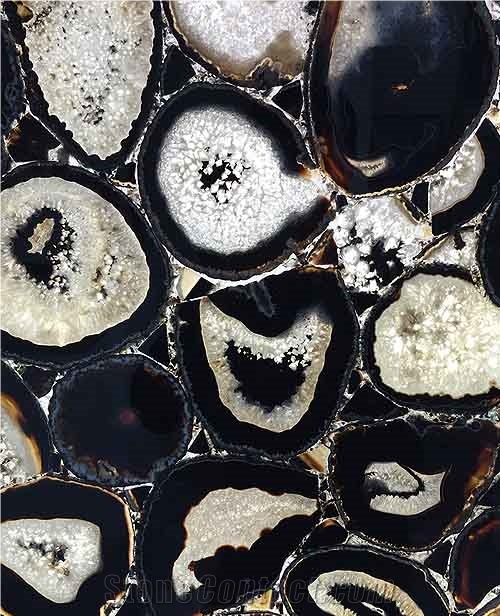 Backlit Black Agate Semiprecious Stone Tiles