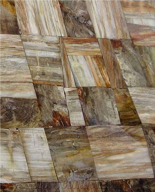 Polished Brown Petrified Wood(Square Wood) Semiprecious Stone Slab