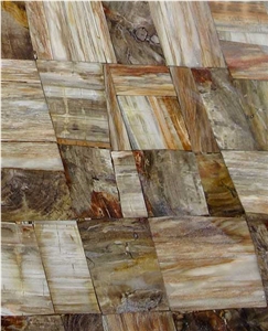Polished Brown Petrified Wood(Square Wood) Semiprecious Stone Slab