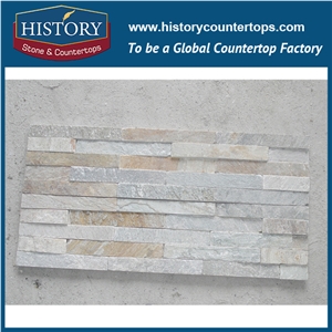 2017 Beige Wood Color Ledge Slate Cultural Stone for Interlocking Indoor & Outdoor Wall Covering, Corner Panels