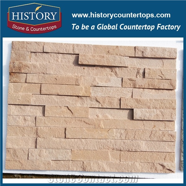 2017 History Stone China Cut-To-Size Natural Surface Pure Pink Sandstone Building Culture Stone for Multi-Style Exterior Wall Covering, Decorative Corner Panels and Veneers