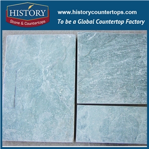 2017 History Stone Cut to Size Square Cyan Color Slate Tiles for Park Garden Road Paving, Non-Slip Restaurant Floor Tiles and Stairs Cladding
