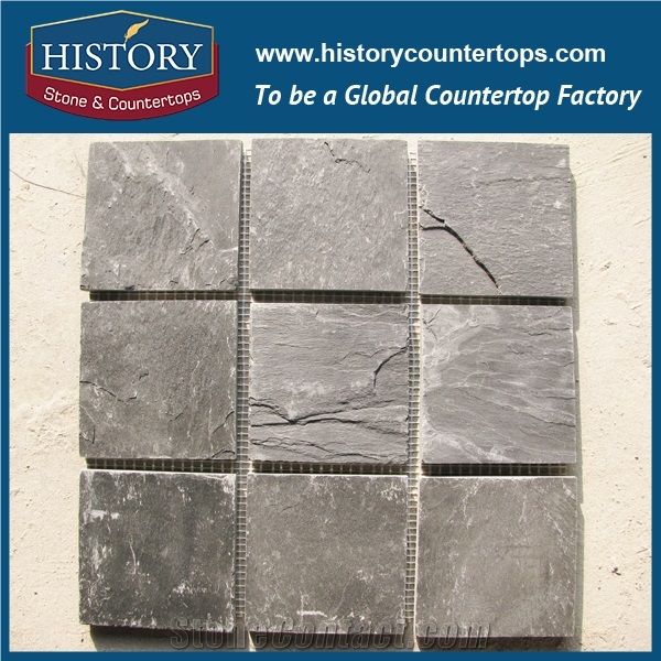 2017 History Stone Dark Grey Nine-Rectangle-Grid Shape Supplier Slate Indoor Floor Mosaic Decorative Exterior Wall Cladding