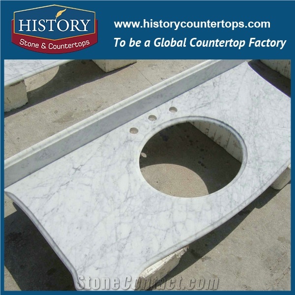 2017 Italy Hot Popular Bianco Carrara Marble Polishing Bathroom Countertops with Custermized Edges Polished Vanity Tops for Solid Surface