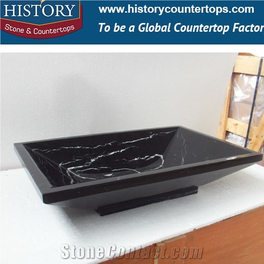 2017 the Best Selling Product New Design Natural Nero Margiua Black Marble Stone Bathroom Handwash Bowls Custom Rectangle Sink with Cheap Factory Price