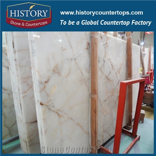 A Grade Quality China Famous Supplier Produce and Custom Made Eye-Catching White Onyx Slabs and Tiles for Flooring Border Design, Wall Covering