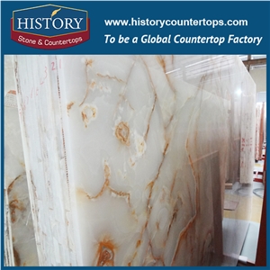 A Grade Quality China Famous Supplier Produce and Custom Made Eye-Catching White Onyx Slabs and Tiles for Flooring Border Design, Wall Covering