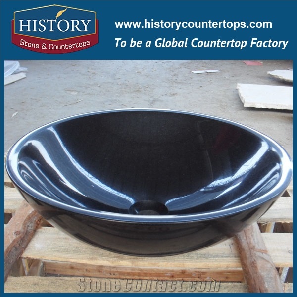 Beauty Carved Shanxi Black Granite Stone Sink Smooth Surface Under Counter Vessel Basin with Stand Designs for Dining Room