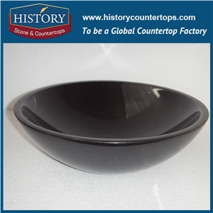 Beauty Carved Shanxi Black Granite Stone Sink Smooth Surface Under Counter Vessel Basin with Stand Designs for Dining Room