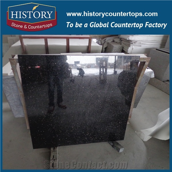Black Galaxy Granite India Hot Selling Flamed Flooring Tiles & Wall Covering Cut-To-Size Interior- Exterior Construction Material, Kitchen Countertops & Bathroom Vanity Top Polished Surface for Reside