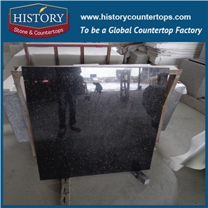 Black Galaxy Granite India Hot Selling Flamed Flooring Tiles & Wall Covering Cut-To-Size Interior- Exterior Construction Material, Kitchen Countertops & Bathroom Vanity Top Polished Surface for Reside