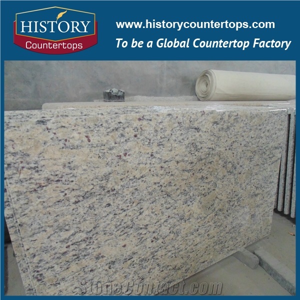 Brazil Giallo Cecilia Granite from Chinese Stone Market for Countertops, Polished Kitchen Worktops, Solid Surface Custom Tops, Island Tops for Sale