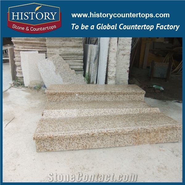 Building Management Projects Polished Surface Chrysanthemum Yellow Granite Steps & Risers