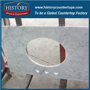 China Building Hmj010 Bianco Carrara Rounded Edge Affordable Premade Polished Custom Size Marble Options by Price for Countertops & Vanity Tops Bathroom Counter