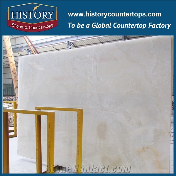 China Factory Direct Sale First Class 15-20mm Fantastic Stock Ice White Onyx Stone Big Slab for Floor Tiles Wall Cladding