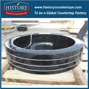 China High Reputation Supplier Own Factory High Quality Western Modern Style Various Marble Stone Nero Marqiuna Black Colored Bathroom Handwashing Round Sink